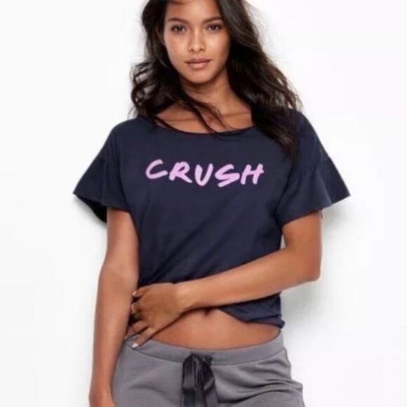 Victoria's Secret Tops - Victoria's Secret Purple Glitter & Navy Tee Shirt
